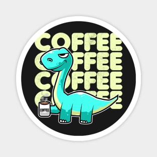 Cute Dinosaur Drinking Coffee Kawaii Neko Anime design Magnet